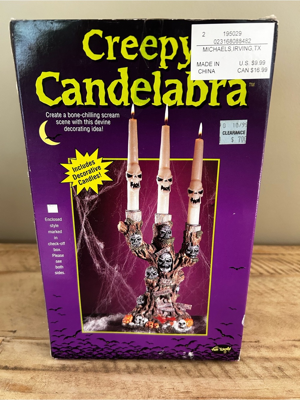 Vintage Gothic Skull Tree Trunk Candelabra - 3-Candle Halloween Decor Holder